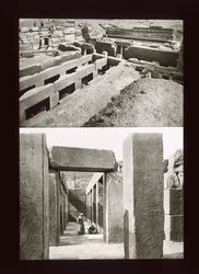 Deux vues de la pyramide à degrés de Meidum, 4e dynastie, Ancien Empire
